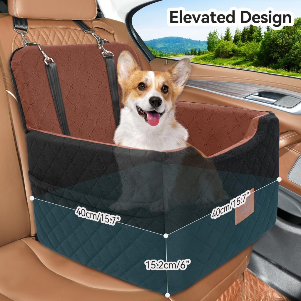 50cm Raised Dog Booster Car Seat 015m Black+brown (4)