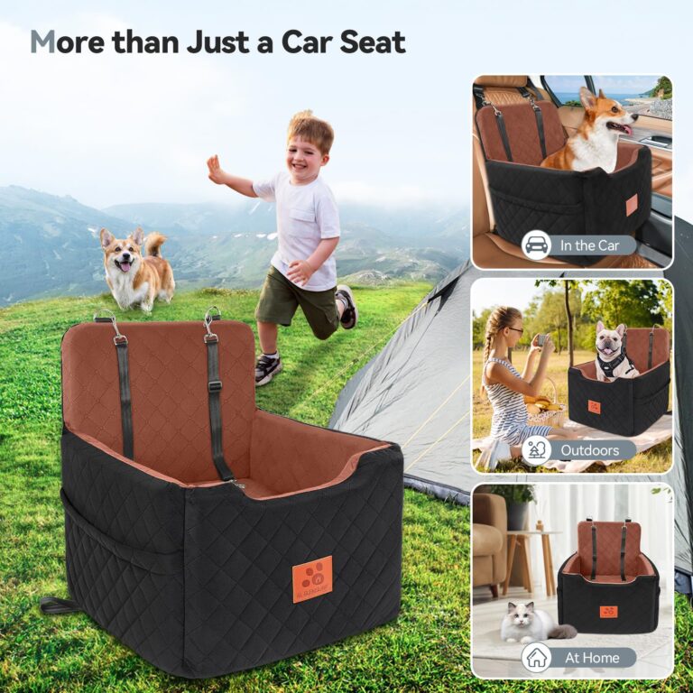 50cm Raised Dog Booster Car Seat 015m Black+brown (7)