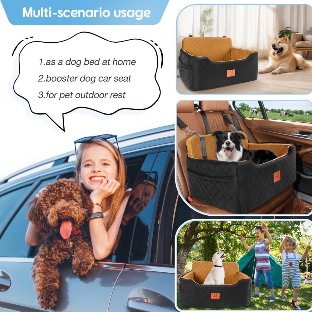 Dog Booster Car Seat 015l Black+brown (6)